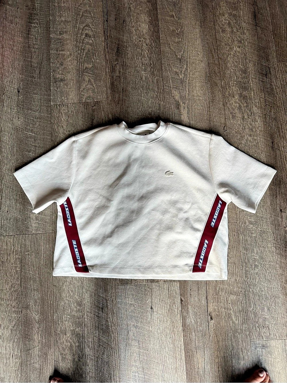 Lacoste Tape Side T-Shirt White Short Sleeve Women’s White Size 38
